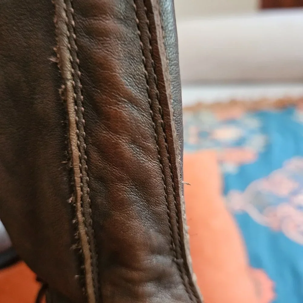 Frye Brown Leather Ankle Harness Boots